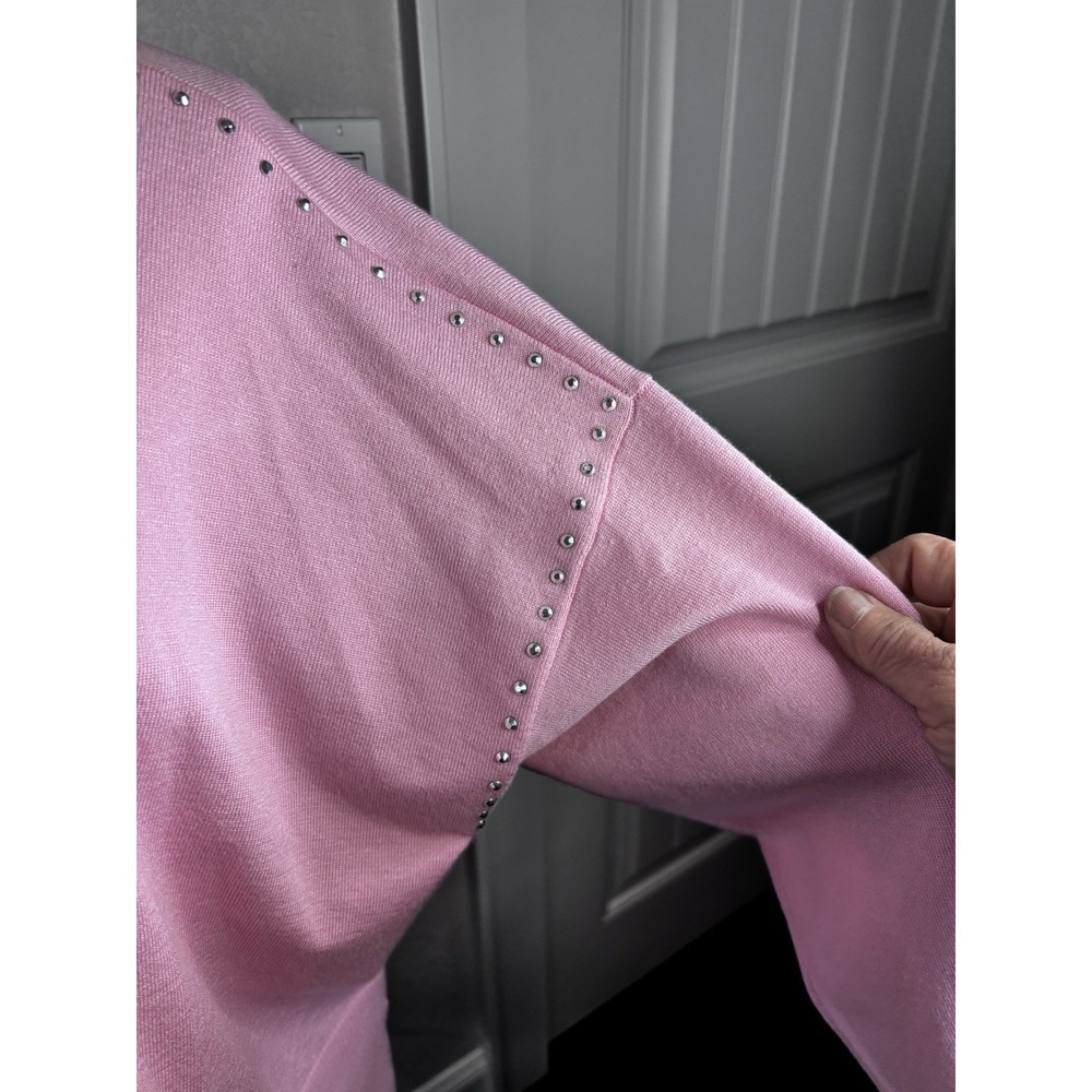 DKNY Women's  Barbie‎ Pink Sweater Silver Studs Accent  S Warm Cozy Coquette - Picture 3 of 12